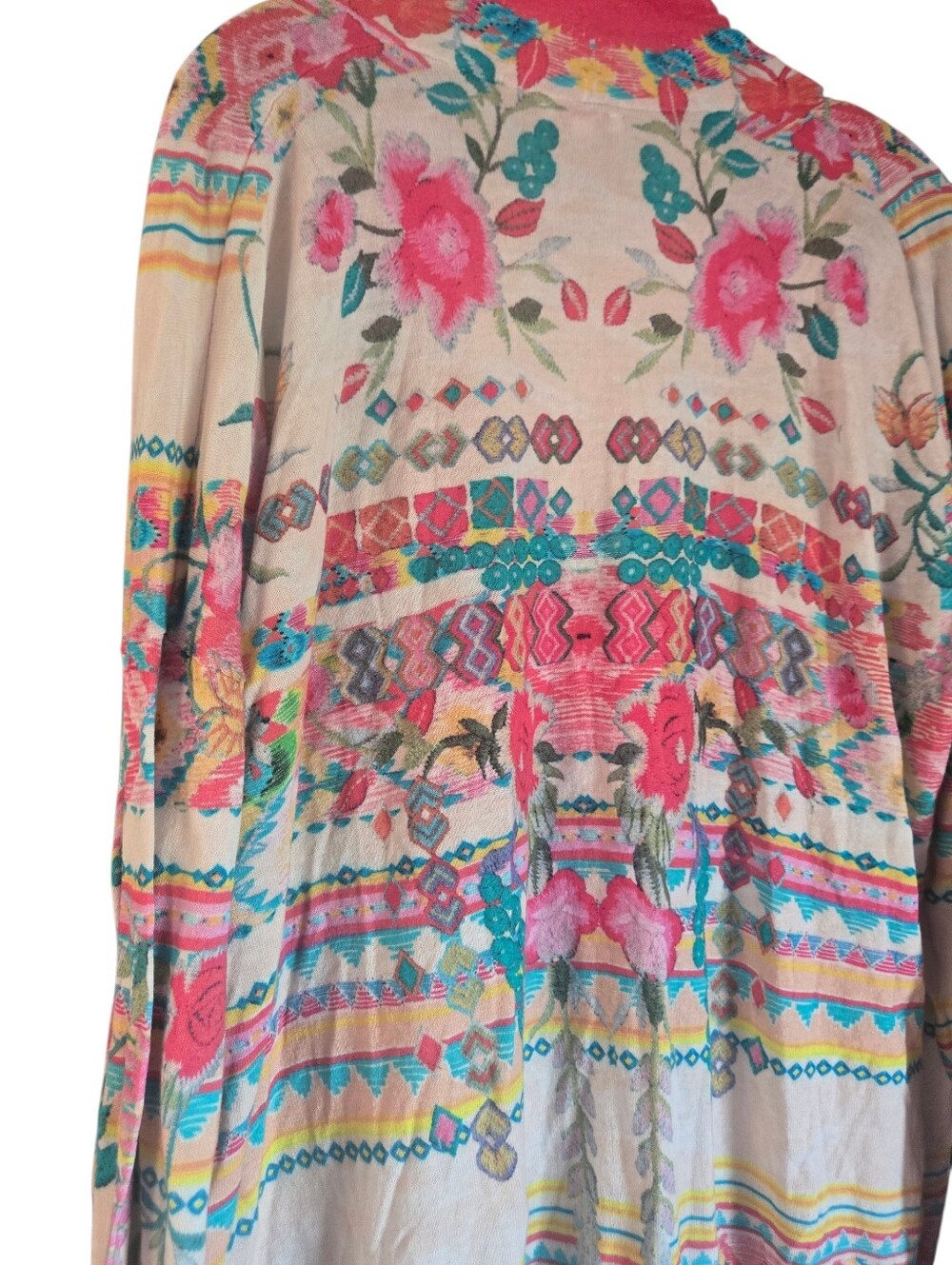 Johnny Was, Floral Multicolor V-Neck Button Cardigan for Women - Picture 6 of 8